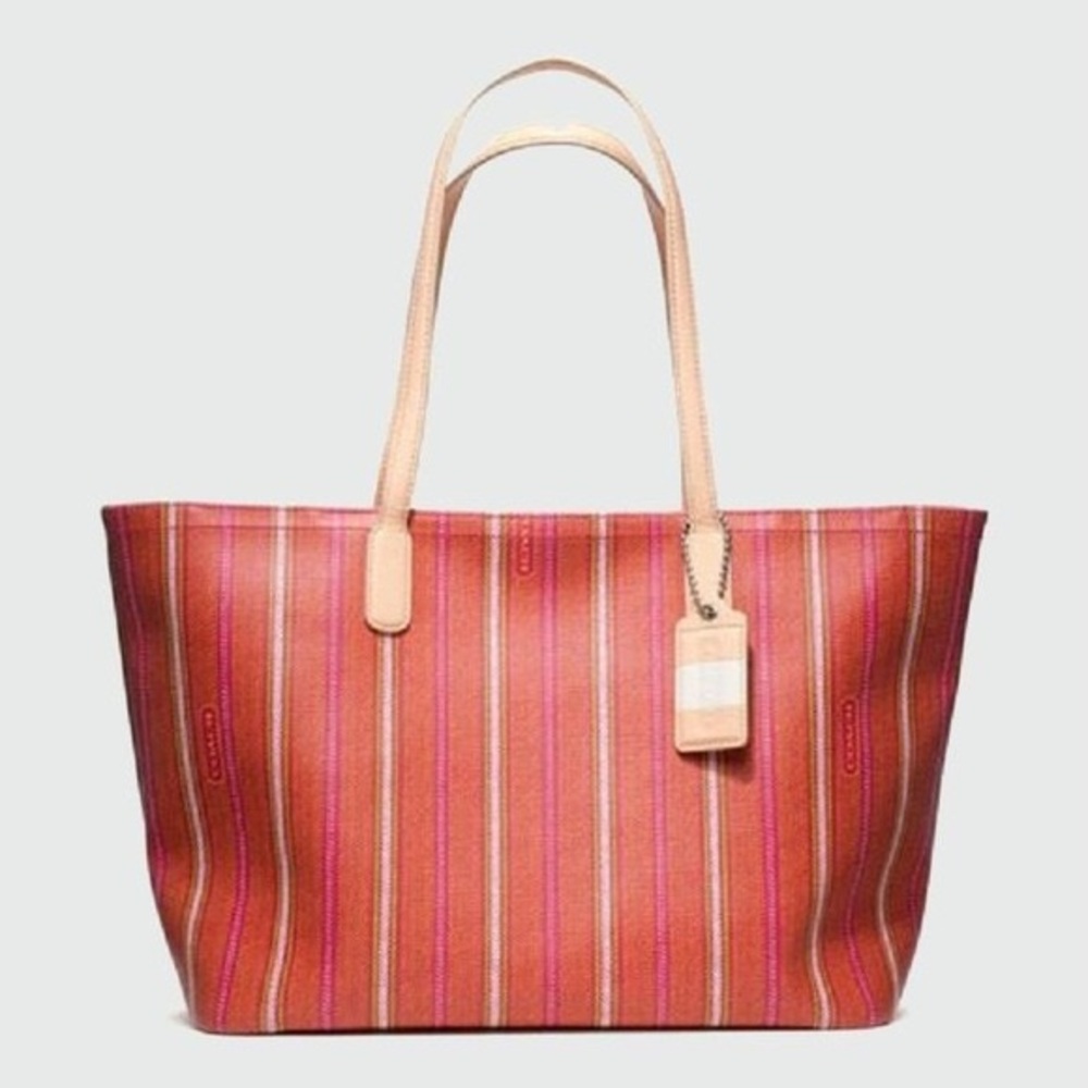 Legacy Coach Ticking Stripe PVC Large Tote Bag